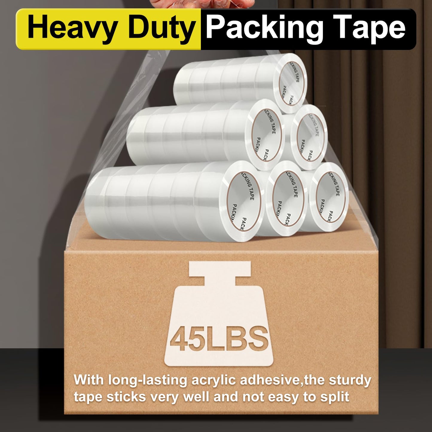 PACKKA Clear Packing Tape, Heavy Duty Packaging Tape Refills 12 Rolls, 2 inch x 65 Yards, Shipping Tape Box Tape Mailing Tape for Shipping Packaging