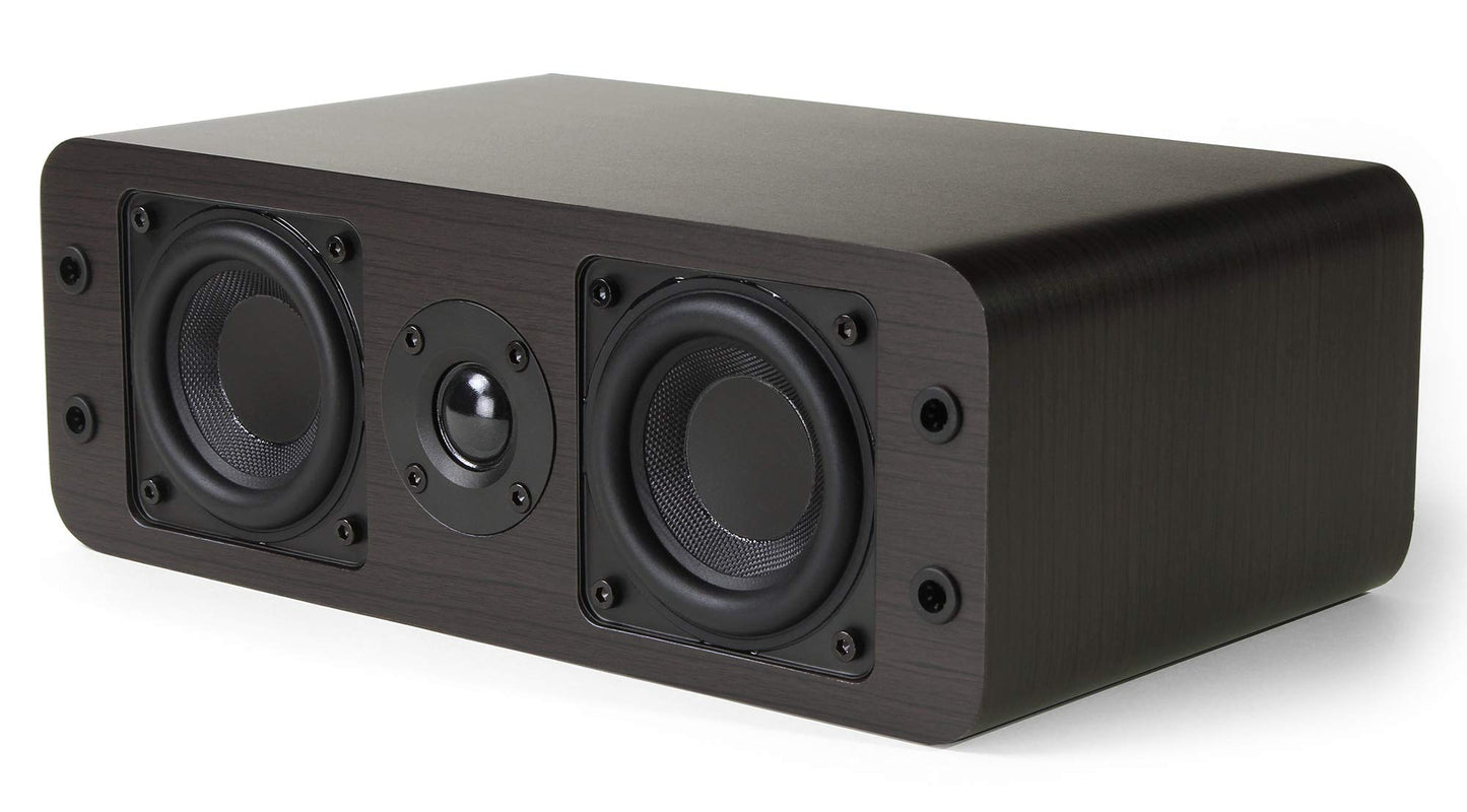 Micca OoO Slim Center Channel Speaker with 3-Inch Woofers and Silk Tweeter, Thin Design Under 4" Tall, for Desktop Stereo or Home Theater Surround