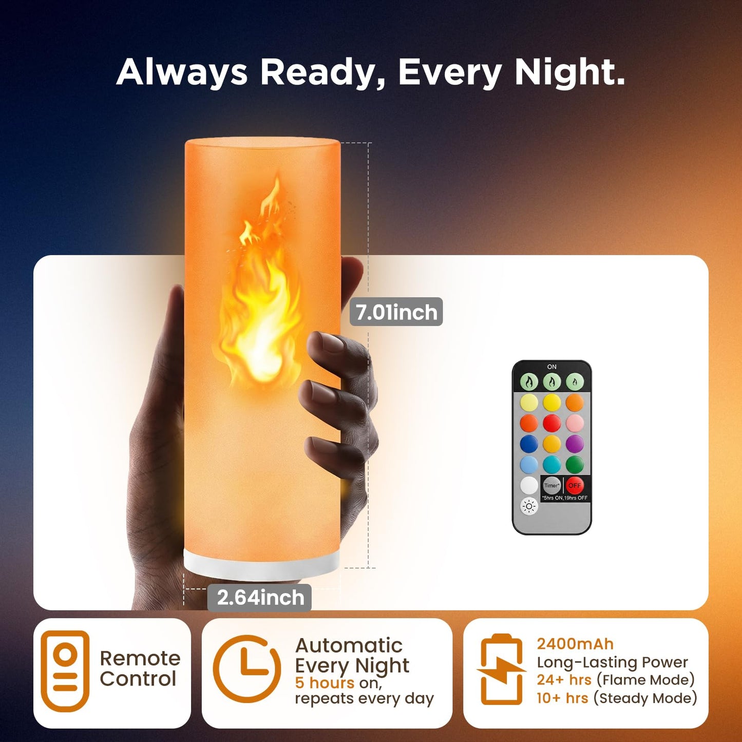 Hompavo Gen2 LED Flame Lights with Remote & Timer, 13 Color Changing Flameless Candles, 3-Mode Rechargeable Battery Operated Flickering Lights
