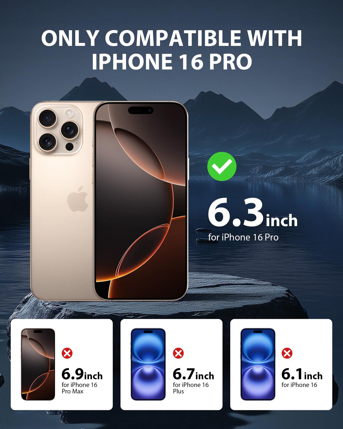 GIGIKISS 2 Pack for iPhone 16 Pro Matte Screen Protector 6.3 inch, Anti Fingerprint Anti Glare Screen Protector Tempered Glass Easy Installation