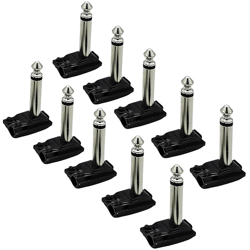 Evidence Audio ESP 1/4? Right Angle Mono Plug (10 Pack) - Soldered Pancake Style TS Connector for 5mm Cable, High Copper Brass, Low Profile Pedalboard