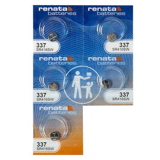 Renata Batteries 337(SR416SW) Button Cell Watch Battery (5 Pack)
