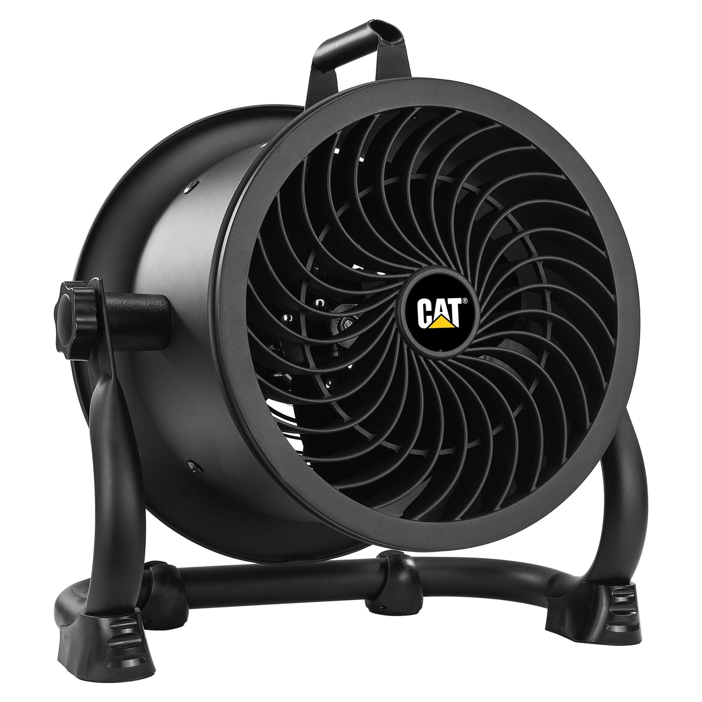 CAT fans - 9”-Blade High-Velocity Drum Fan (Black, 2-in-1): 940 CFM, 4-Speed, 360° Pivoting Head, Dual Ball Bearing Motor with Die-Cast Cover