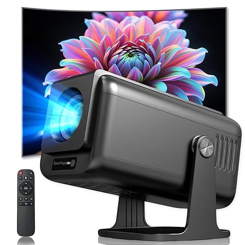 Pryznal Smart WiFi Projector 4K 1080P Home Theater, 450 ANSI, Auto Keystone, 270° Rotation, Built-in Apps and Speaker, Bluetooth Projector