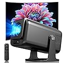 Pryznal Smart WiFi Projector 4K 1080P Home Theater, 450 ANSI, Auto Keystone, 270° Rotation, Built-in Apps and Speaker, Bluetooth Projector