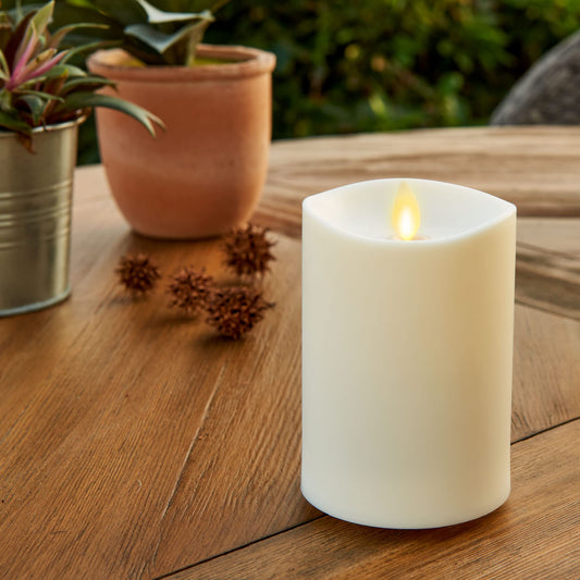 Luminara Realistic Artificial Moving Flame Outdoor Pillar Candle - Moving Flame LED Battery Operated Lights for Outside Christmas, Thanksgiving