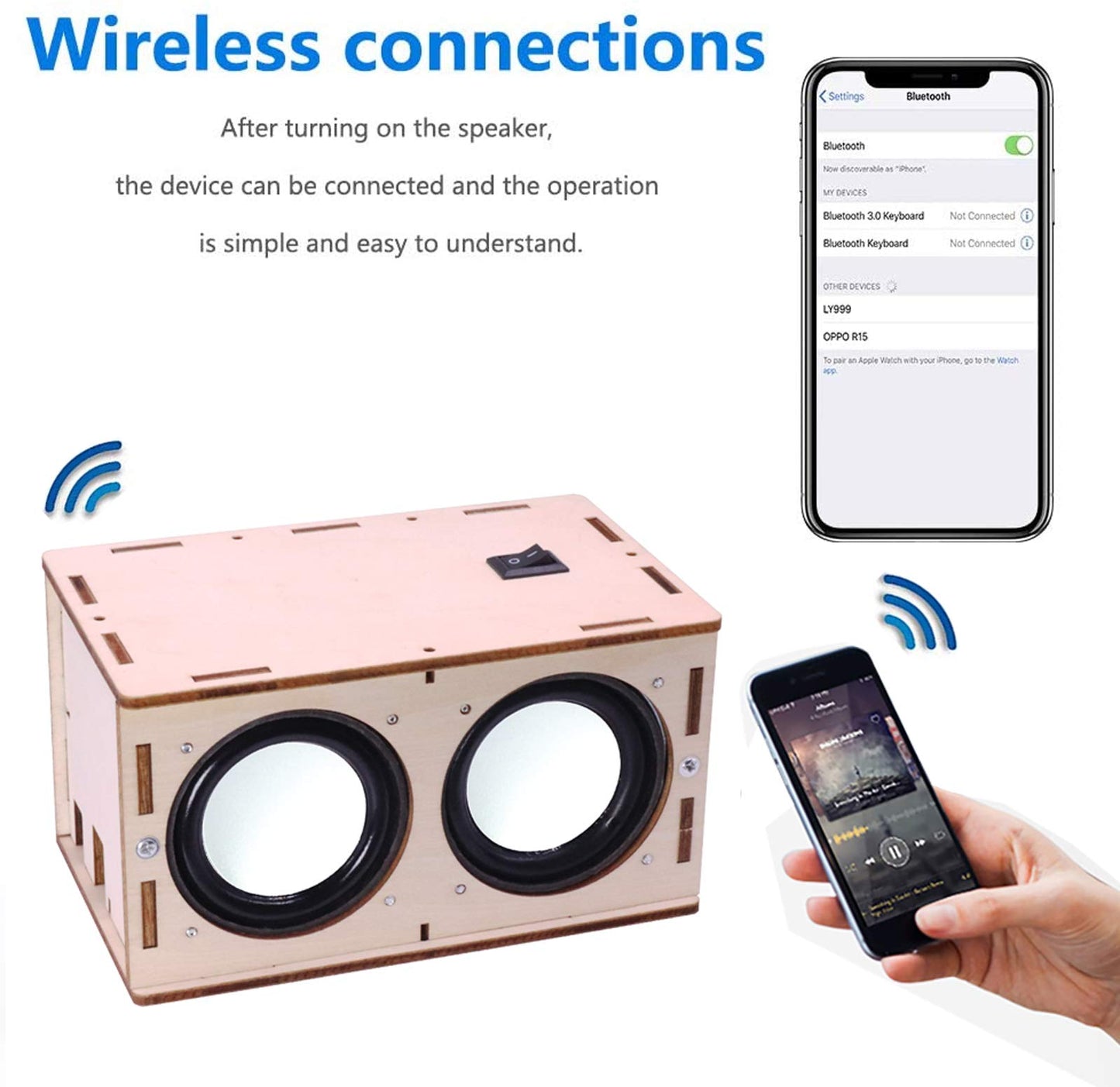 CYOEST DIY Bluetooth Speaker Box Kit Electronic Sound Amplifier - Build Your Own Portable Wood Case Bluetooth Speaker Sound - Science Experiment