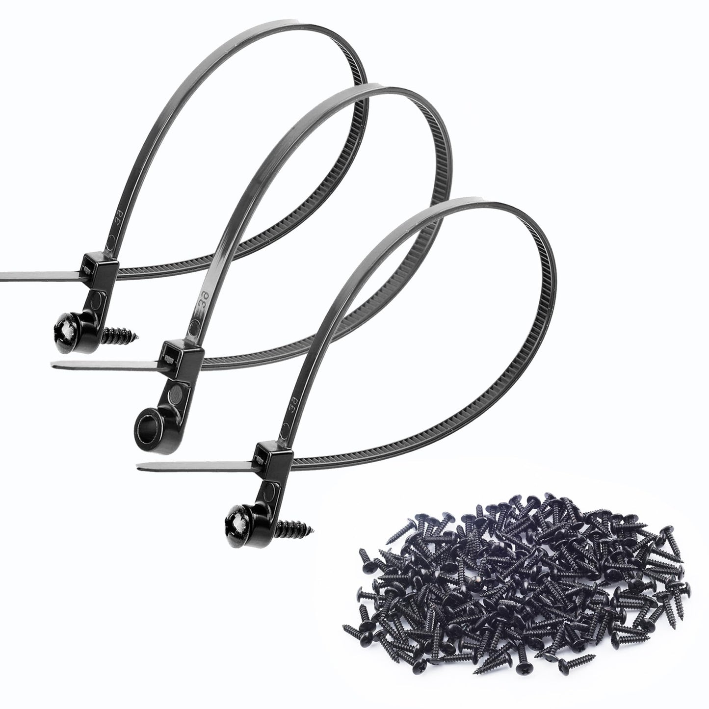 VIGOTIES 200 PCS 8" Mountable Cable Zip Ties with 200 Screws - 50lbs Heavy Duty Nylon Zip Ties with Screw Hole for Electrical, HVAC, Workshop, Indoor