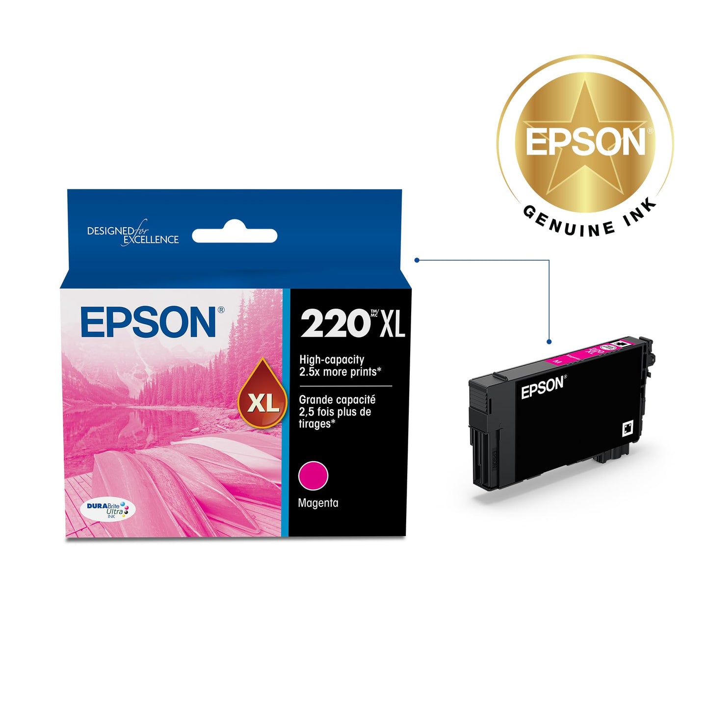 EPSON 220 DURABrite Ultra Ink High Capacity Magenta Cartridge (T220XL320-S) Works with WorkForce WF-2630,2650, 2660, 2750, 2760 and Expression