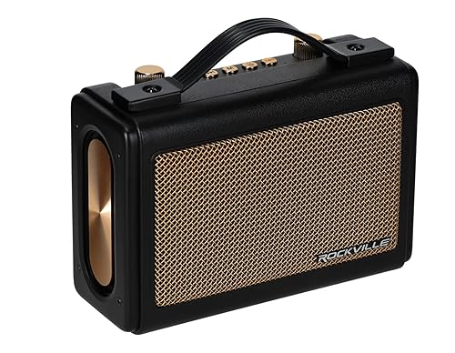 Rockville GlideTone Retro Portable Bluetooth Speaker, 25W Stereo Power, TWS, 2.5" Full-Range Drivers, Up to 18 Hours Battery Life, USB/MicroSD/AUX
