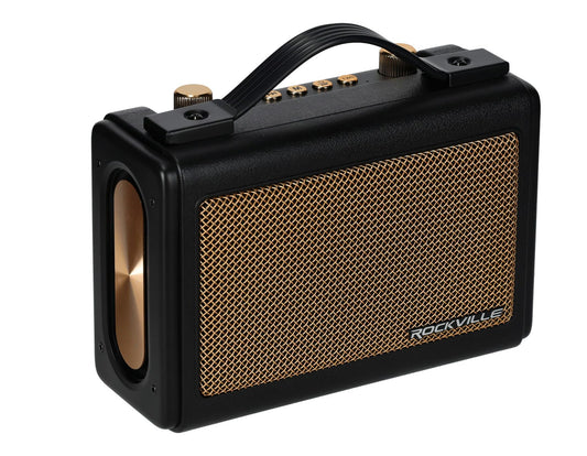 Rockville GlideTone Retro Portable Bluetooth Speaker, 25W Stereo Power, TWS, 2.5" Full-Range Drivers, Up to 18 Hours Battery Life, USB/MicroSD/AUX