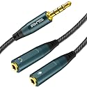 SOLMIMI Headset Adapter, 3.5mm Headphone Mic Splitter CTIA TRRS Male to Dual TRS Female Y Audio Microphone Splitter Cable for Gaming Headset to PC