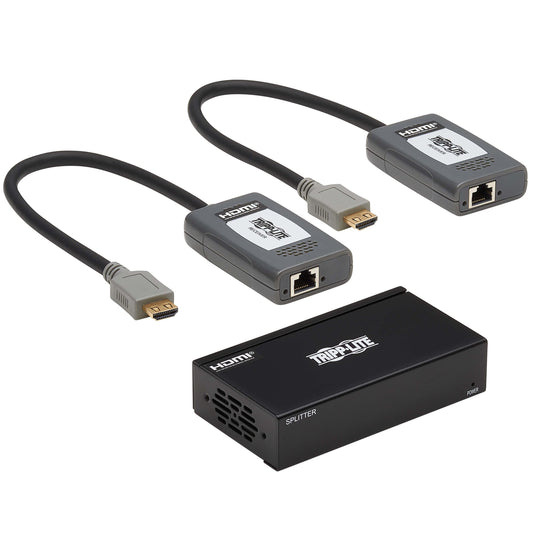 Tripp Lite HDMI Over Ethernet Cat6 Extender Kit, Splitter/2x Pigtail Receivers - Up to 230 feet or 70.1 Meters - 4K 60Hz Video HDR, 4:4:4, PoC, TAA