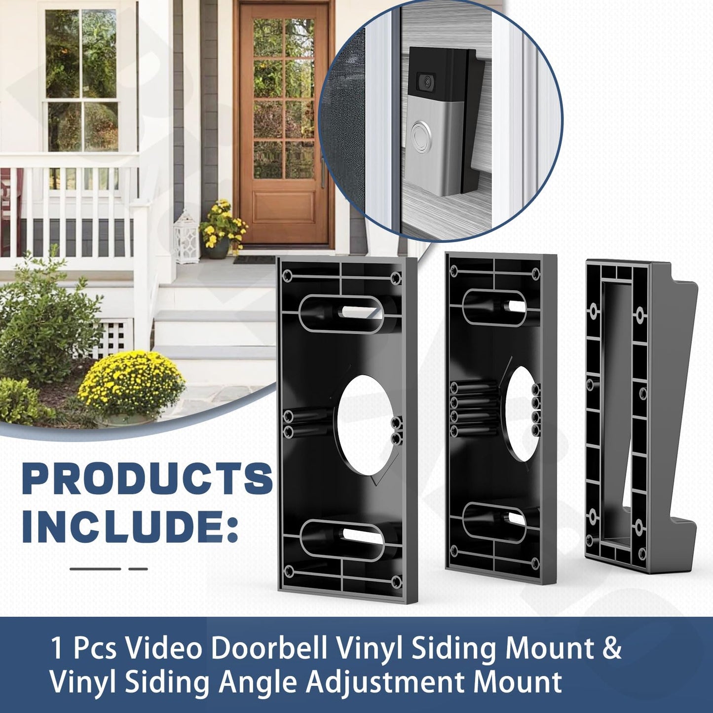 BianXiao Video Doorbell Vinyl Siding Mount & Vinyl Siding Angle Adjustment Mount Fits for Ri-ng 3 & 3 Plus Video Doorbell, 4" Cedar Wall Panel