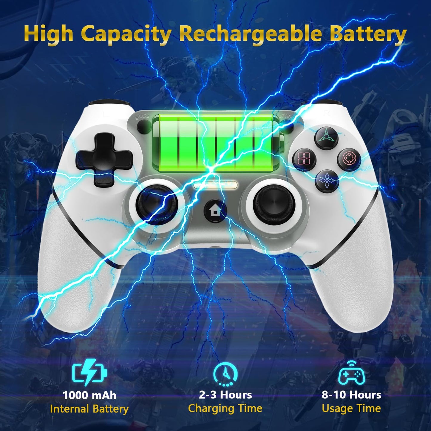 Wireless Controller Compatible with PS4/Pro/Slim, Black ps4 controller with Dual Vibration, 1000mAh Battery, 6-Axis Motion Sensor, Built-in Speaker