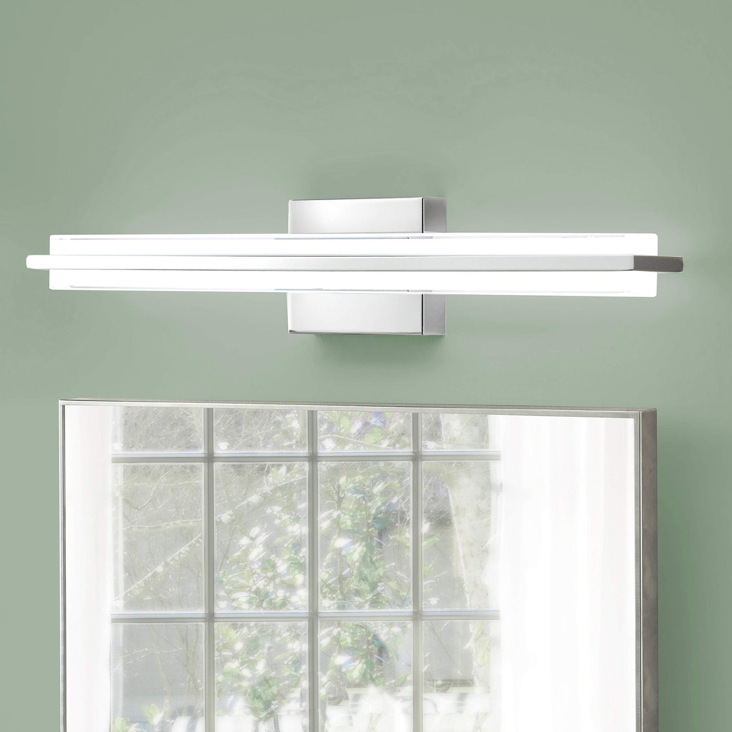 Linea di Liara Dario 24 Inch LED Vanity Light Bar Bathroom Lights Over Mirror and Bathroom Sink Led Light Polished Chrome Modern Bathroom Wall