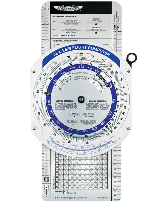ASA Color E6B Flight Computer Premium Aluminum Aviation Flight Computer for Student Pilots & Flight Training, FAA Written Test Approved, Wind Correction, Fuel Planning, Airspeed, Navigation Calculator