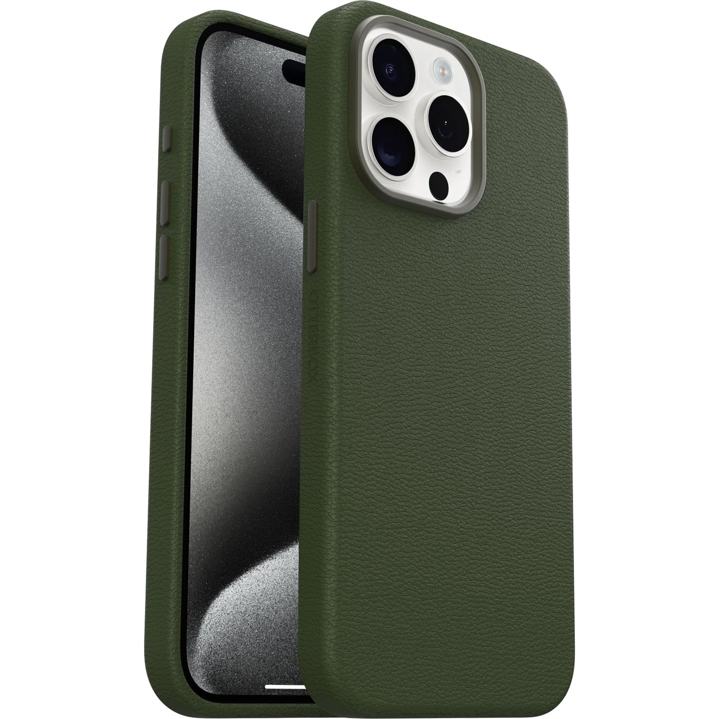 OtterBox iPhone 15 Pro Max Symmetry Series Cactus Leather for MagSafe - CACTUS GROVE (Green), Snaps to MagSafe, Ultra-Sleek, Raised Edges Protect