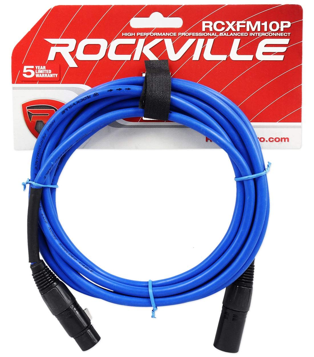 Rockville RCXFM10P-BL 10 Foot XLR Microphone/Speaker Cable, 100% Copper Conductors, 90% OFC Shielding, REAN Connectors, for Live Sound and Studio