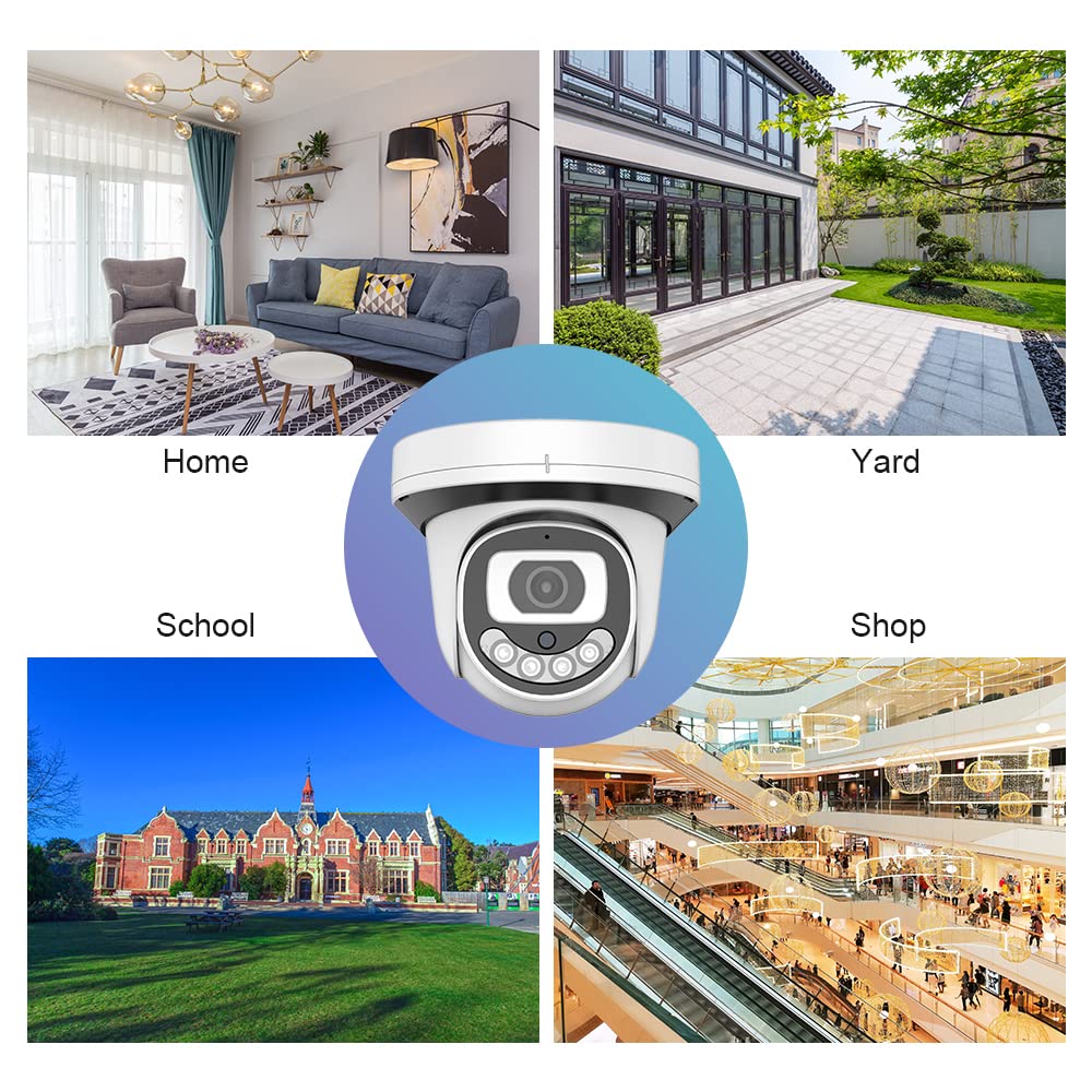 EVERSECU 1080P 24/7 Full-time Color Night Vision Indoor HD Analog Dome Security Camera with Warm Light LEDs, 2MP (HD-TVI/AHD/CVI/Analog) 4-in-1 CCTV