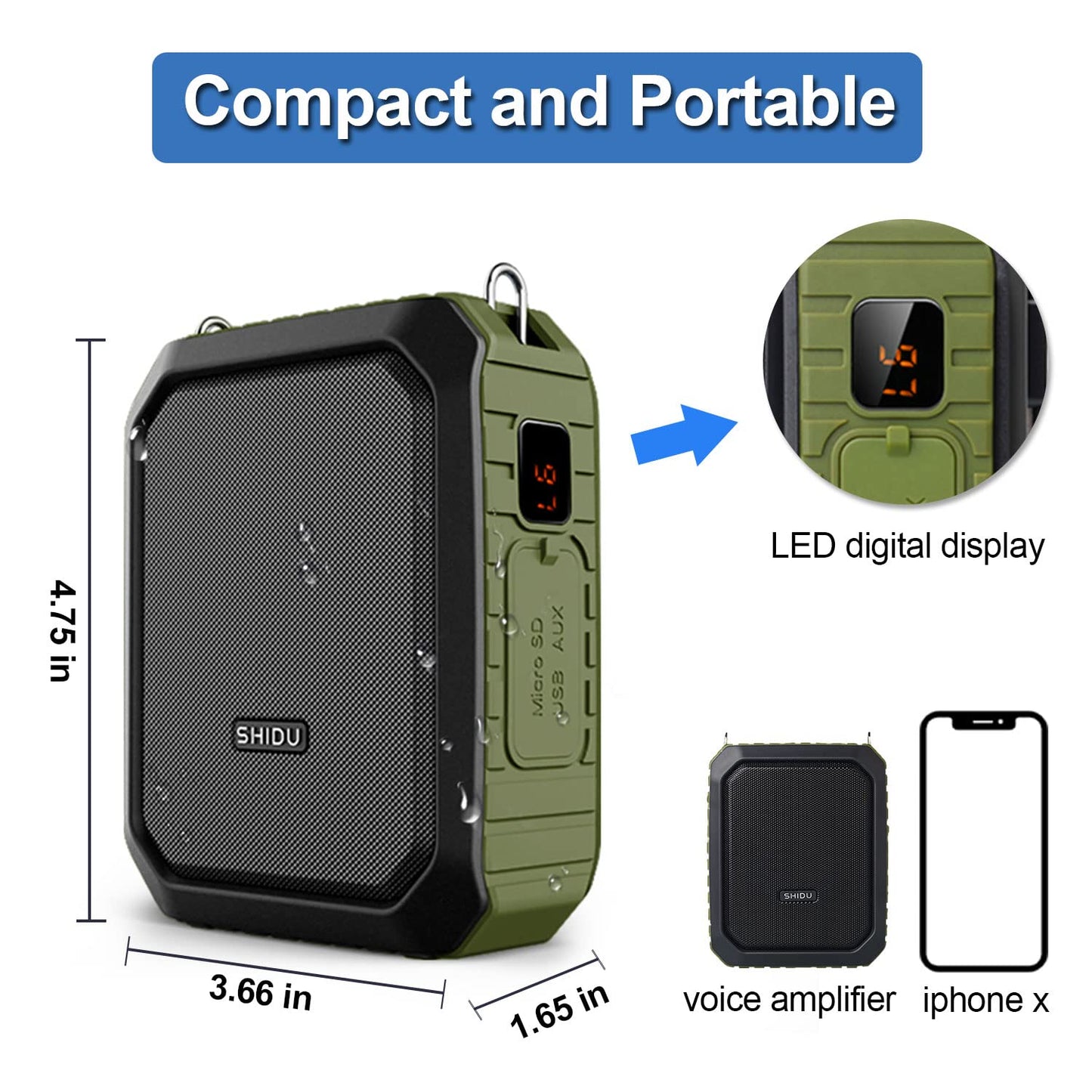 Voice Amplifier with Wireless Headset Mic - 18W 4400mAh Rechargeable Mini Pa System, Bluetooth 4.2, Waterproof IPX5 Portable Speaker for Teacher