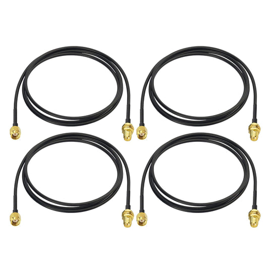 Bingfu WiFi Antenna Extension Cable 4-Pack RP-SMA Male to RP-SMA Female Bulkhead Mount RG174 Coaxial Cable 1m 3 feet for WiFi Router Security Camera