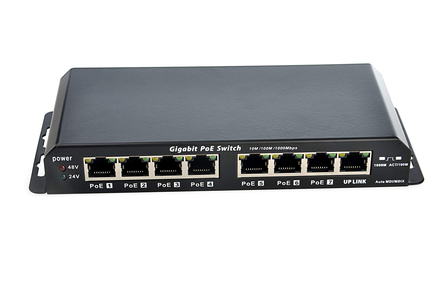 PoE Texas | 8 Port Gigabit Ethernet Switch with Passive PoE on 7 Ports - Power Over Ethernet for 802.3af or 24v Devices