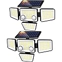 LYWALT Solar Outdoor Lights - 3000LM 188 LED Motion Sensor Outdoor Lights, 4 Heads Security Light,IP65 Waterproof, Easy Install,270°Wide Angle Flood