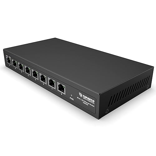 2.5GB Switch (8 Port) for Ethernet Network - High Speed 10M/100M/1G/2.5G Gigabit (802.3bz) - Unmanaged Plug & Play Fanless LAN Splitter - Metal Case