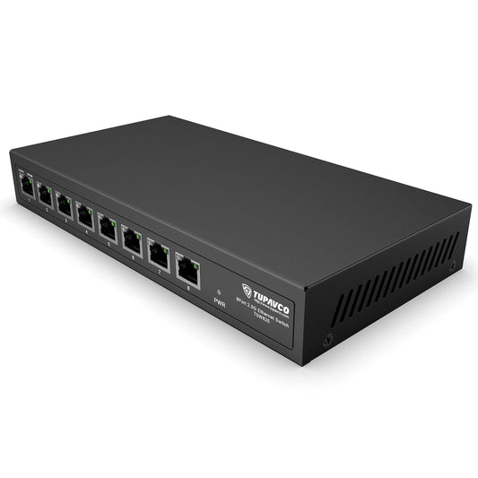 2.5GB Switch (8 Port) for Ethernet Network - High Speed 10M/100M/1G/2.5G Gigabit (802.3bz) - Unmanaged Plug & Play Fanless LAN Splitter - Metal Case