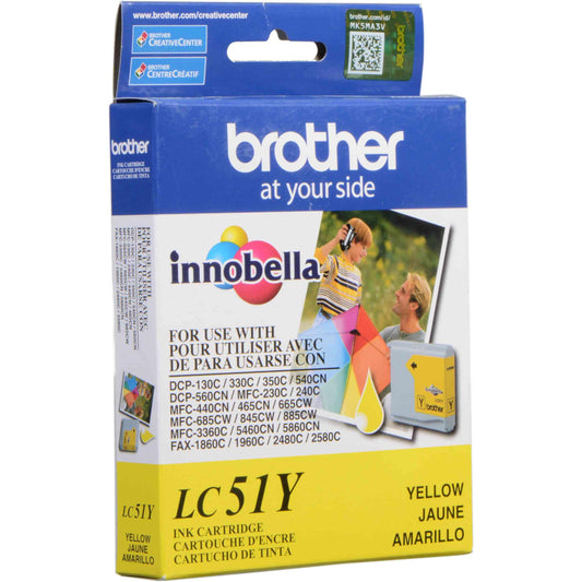 BROTHER LC51Y yellow ink cartridge for dcp130c & mfc240c