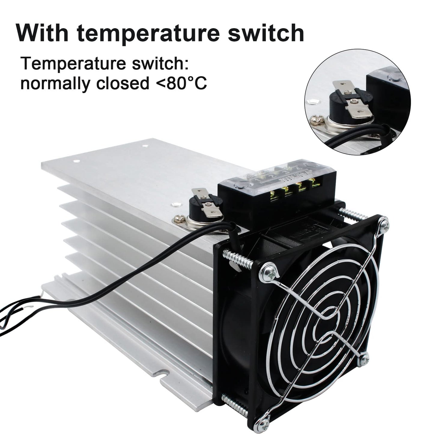 LCLCTC SSR Heat Sink with 120v Fan for Three 3 Phase Solid State Relay 10-100A;Radiator;Heatsink;Suitable for 40A 60A; Aluminum etc. (Heat Sink)