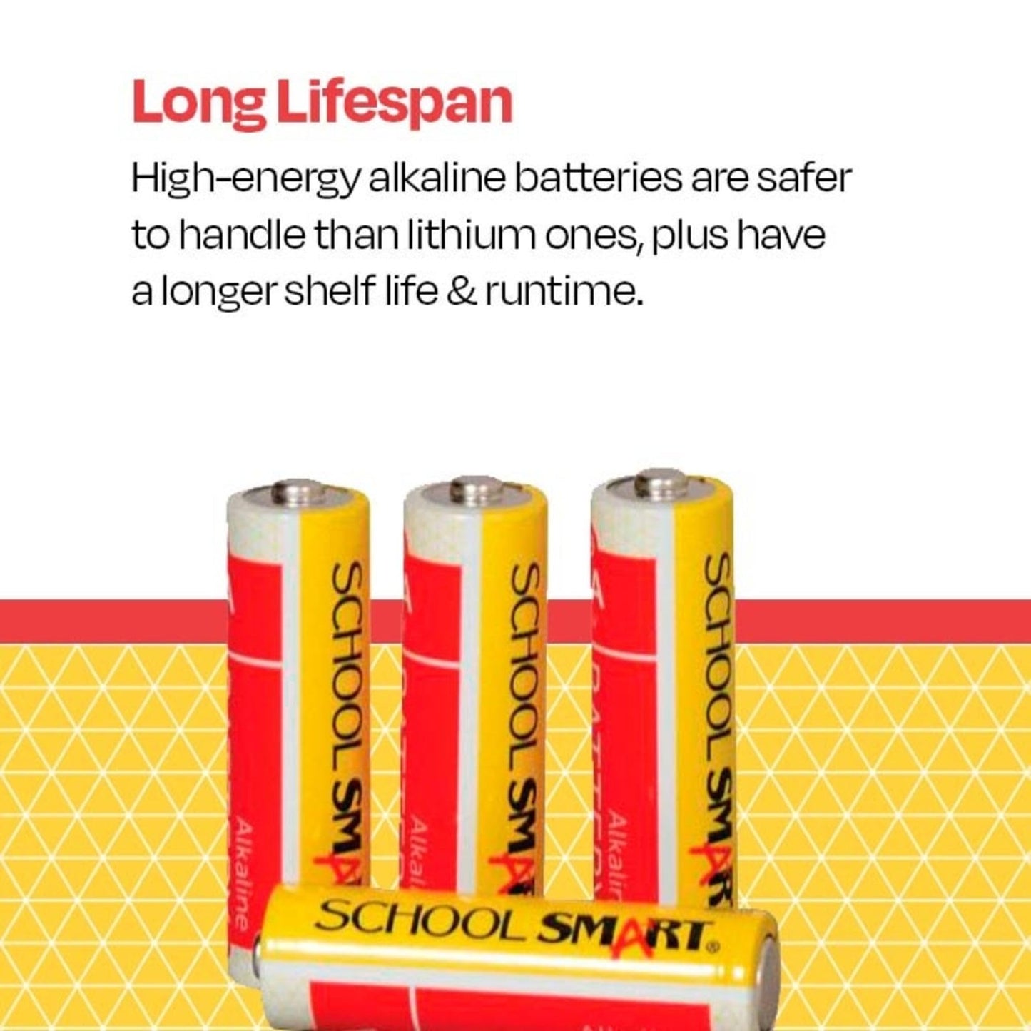 School Smart - 595618 Alkaline AA Battery, Pack of 4