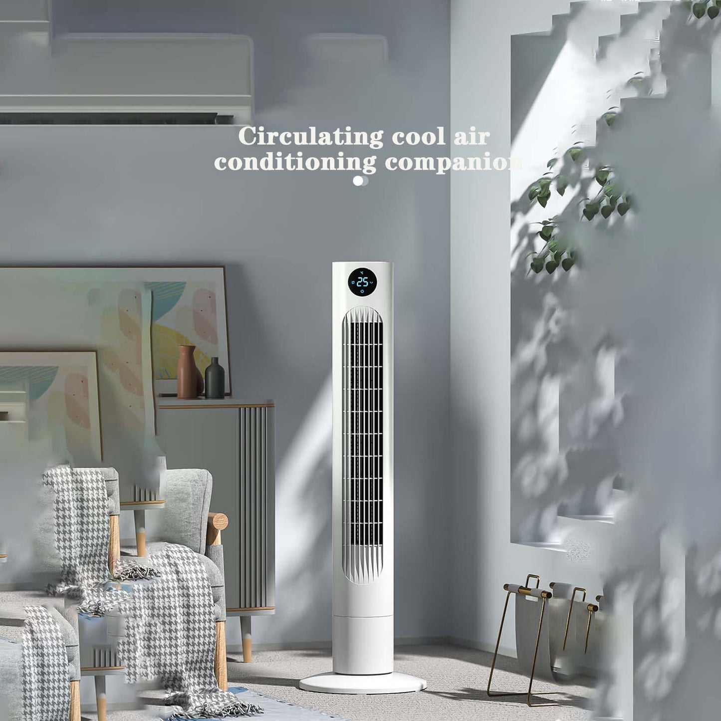 BNE Silent leafless Tower Fan with Remote Control, 3 Modes, 3 speeds, 60° Swing Head, 12-Hour Timer, can be Used in the Bedroom, Office, 78cm high