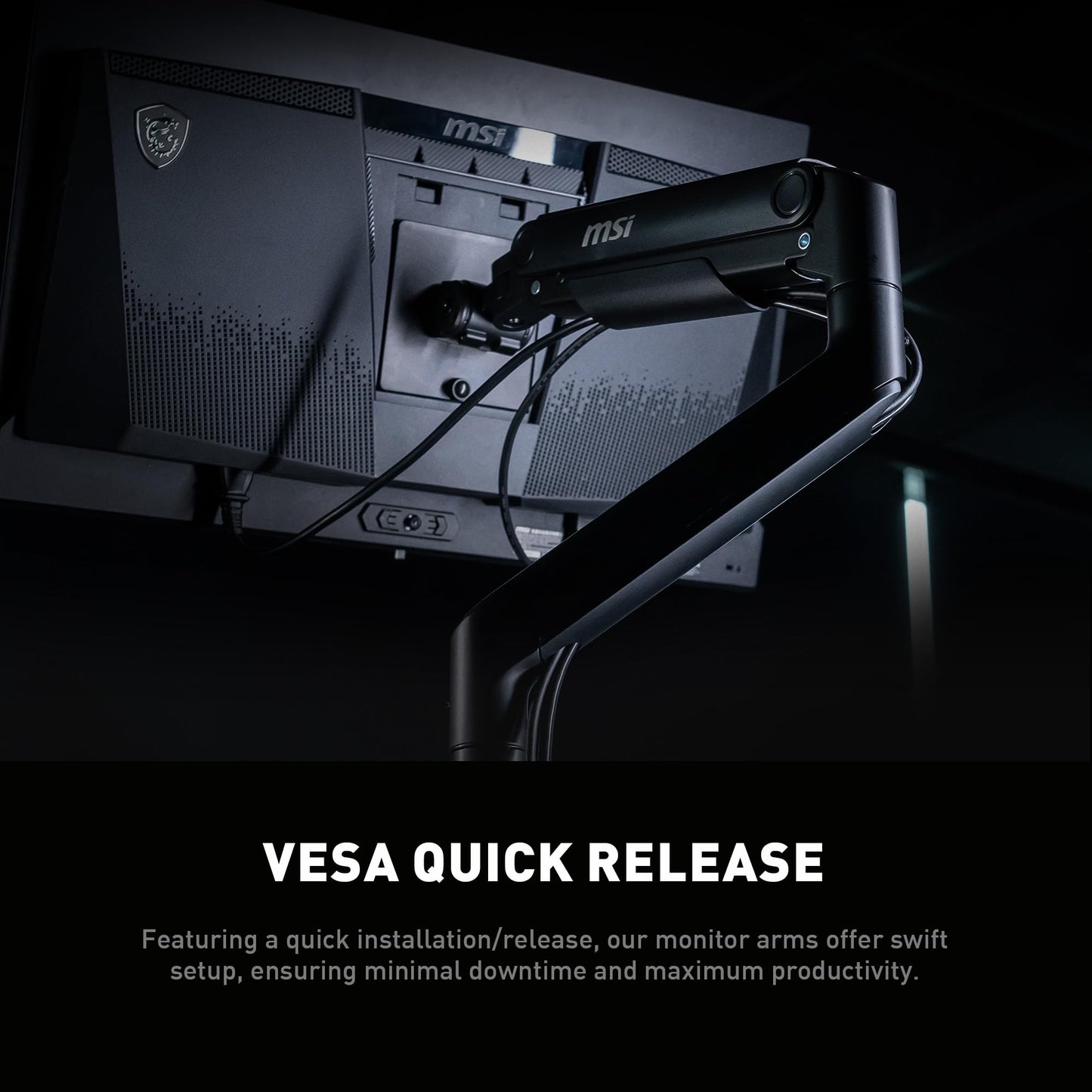 MSI MAG MT201D - Premium Heavy Duty Dual Monitor Stand Arms, 17-45" Support, VESA Compatible, Adjustable Spring Mount, 44 lbs per Screen, Clamp &