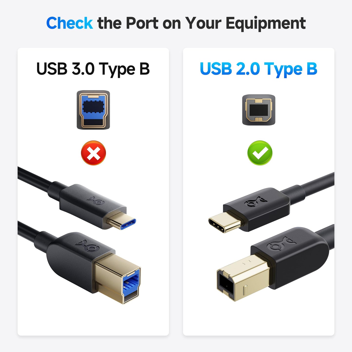 Cable Matters USB B to USB C Cable - 3.3ft, USBC to USBB Cable, MIDI to USBC Cord, Compatible with Printer, Scanner, MIDI