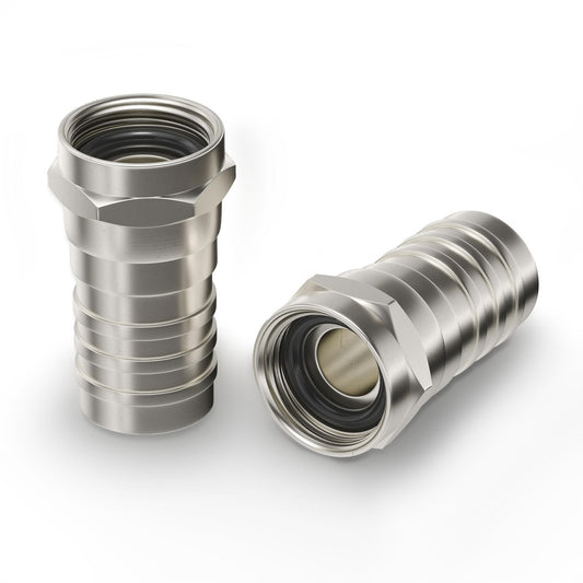 THE CIMPLE CO - RG6 Crimp Connectors for Coaxial Cable - Indoor/Outdoor Coax Ends Compatible with RG6 Cable - Crimp-On F-Type Fittings for Simple
