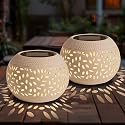 OMRAYTU 2 Pack Solar Table Lanterns Outdoor Waterproof LED Lights White, Solar Powered Decorative Lantern for Indoor Desk Bedroom Patio Garden Pathway