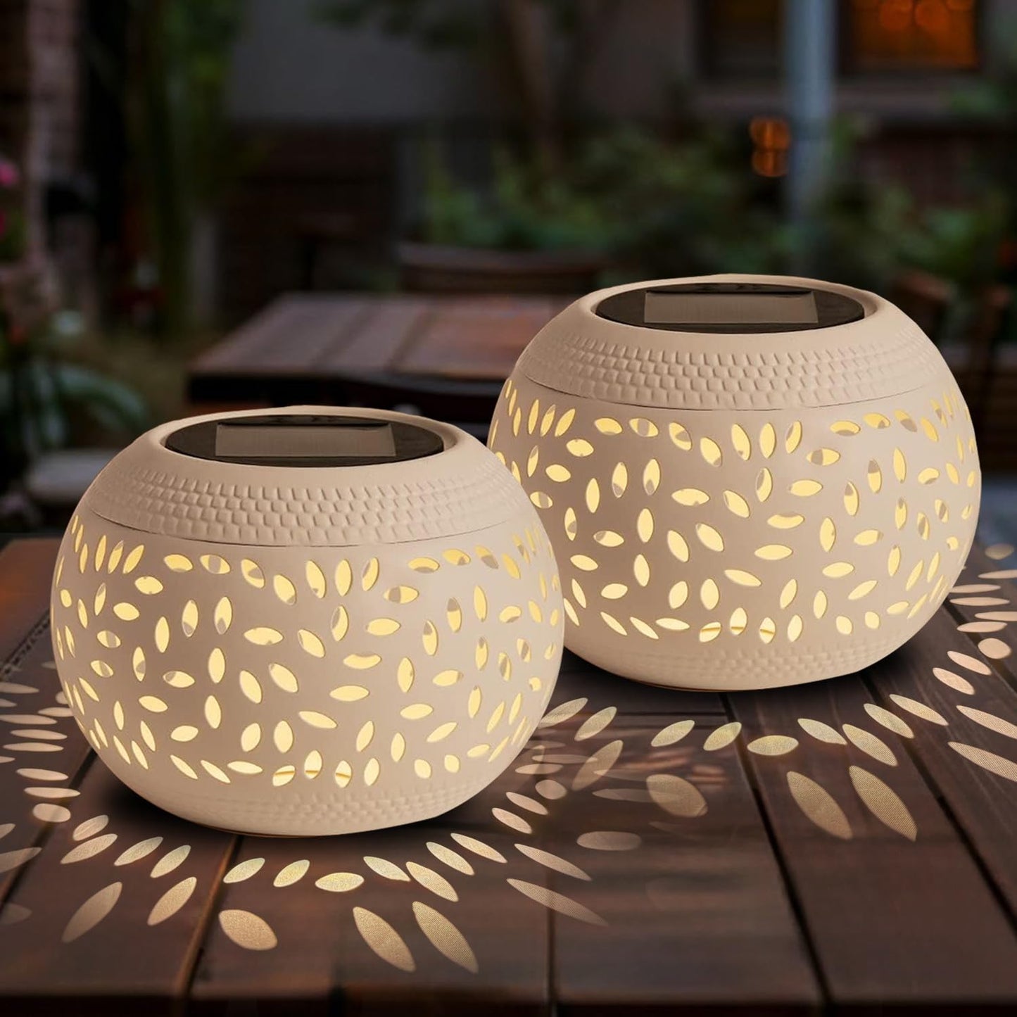 OMRAYTU 2 Pack Solar Table Lanterns Outdoor Waterproof LED Lights White, Solar Powered Decorative Lantern for Indoor Desk Bedroom Patio Garden Pathway