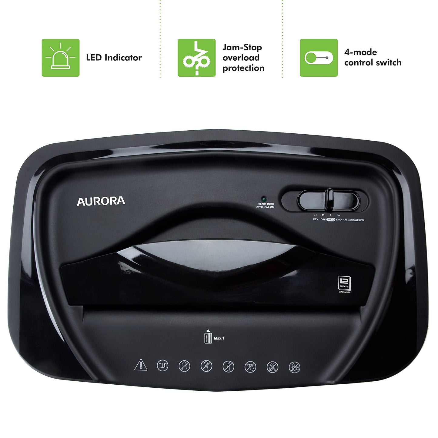 Aurora 12 Sheet Crosscut Paper and Credit Card Shredder with 5.2 gal Wastebasket