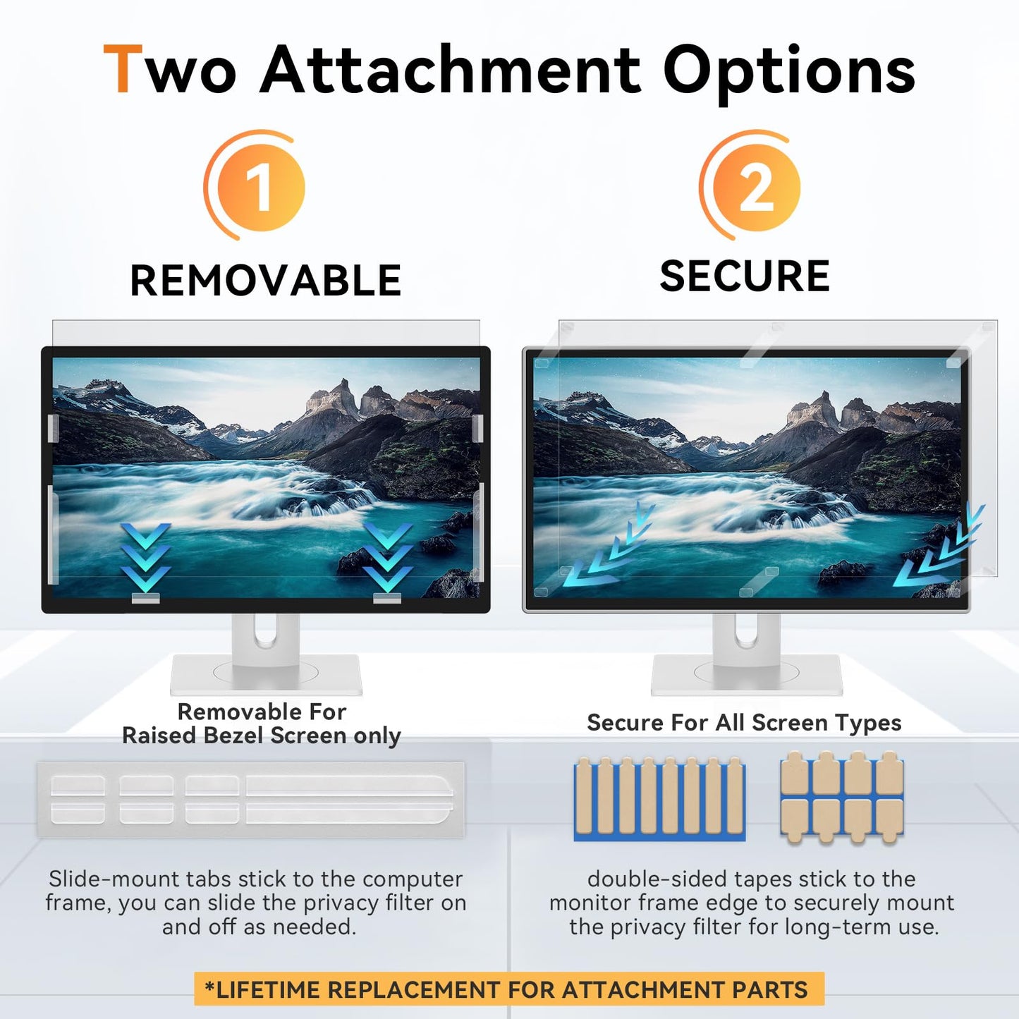 Mamol 22 Inch Computer Privacy Screen Filter for 16:10 Aspect Ratio Widescreen Monitor - Removable Anti Glare Blue Light Filter, Anti-Scratch Privacy