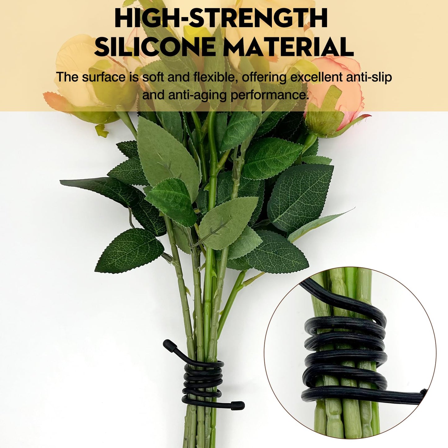 5-Pack 18-Inch Silicone Cable Ties - Reusable Flexible Cord Organizers with Steel Core for Home, Office, Kitchen & Travel (4mm Diameter)
