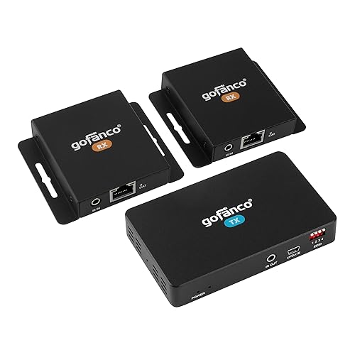 gofanco 1080p 1x2 HDMI Extender Splitter Over CAT6/7 - Dual HDMI Outputs on Each RX, Up to 164ft (50m), HDCP 1.4, PoC, EDID Management, Loopout, IR