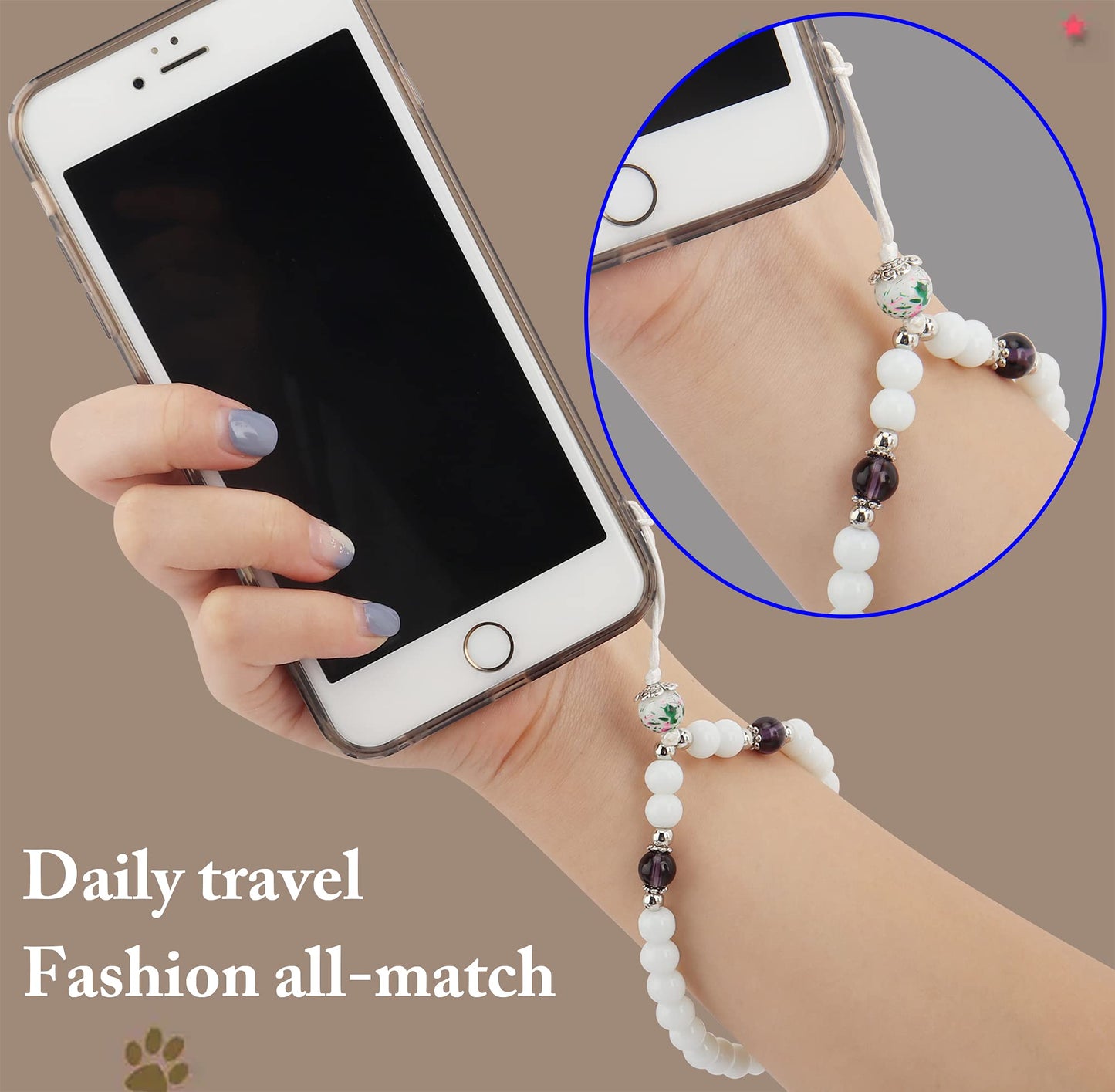 zdyCGTime (2Pack Mobile Phone Lanyard Crystal Bead Wrist Lanyard with key Chain, Mobile Phone Camera Wallet MP3 MP4 U disk PSP key chain