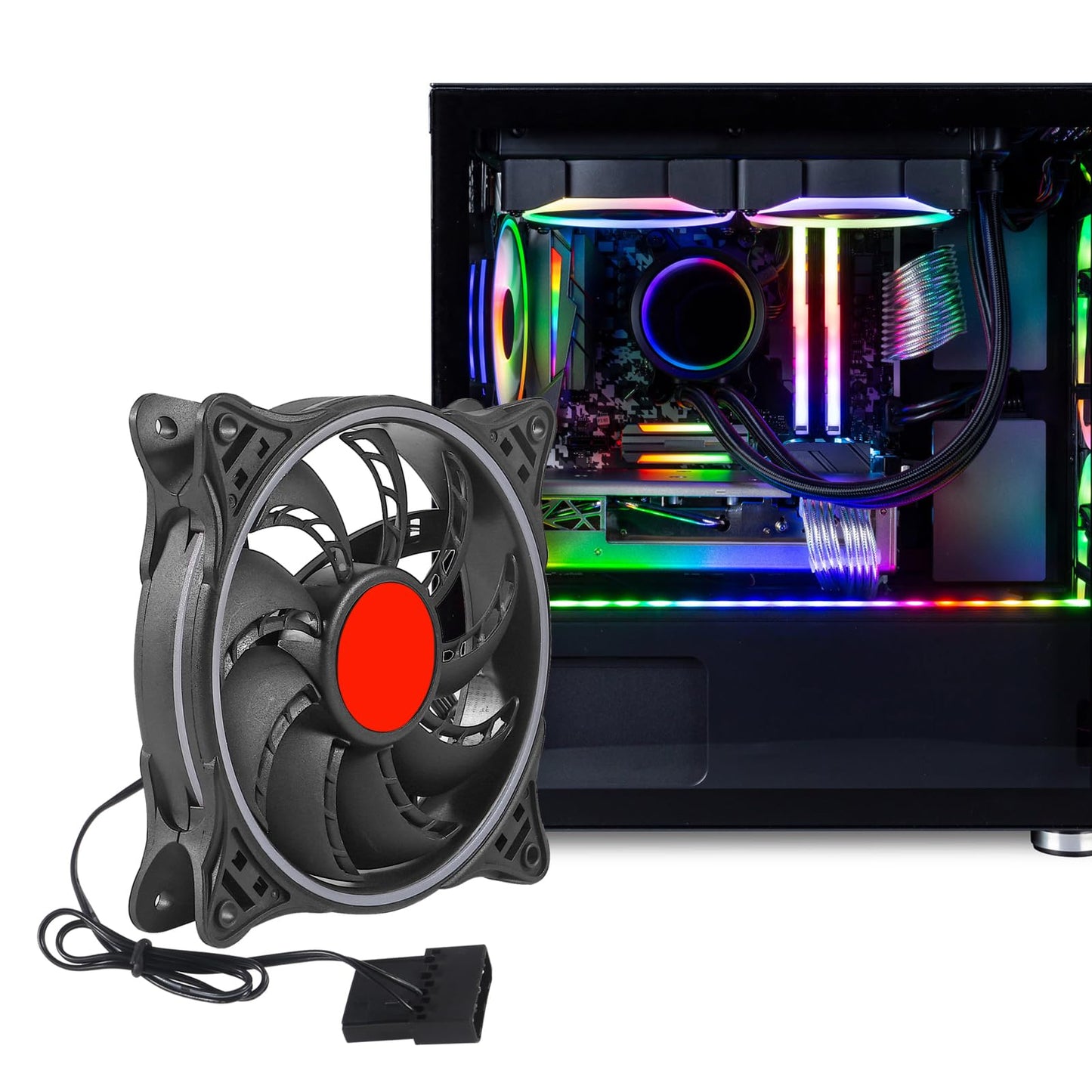 UMLIFE 2PACK DC 12V RGB LED Low Noise PC case Fan 12cm, 12025 DC brushless Fan 120mm with Hydraulic Bearing for Gaming PC Cases, 120mm Silent RGB