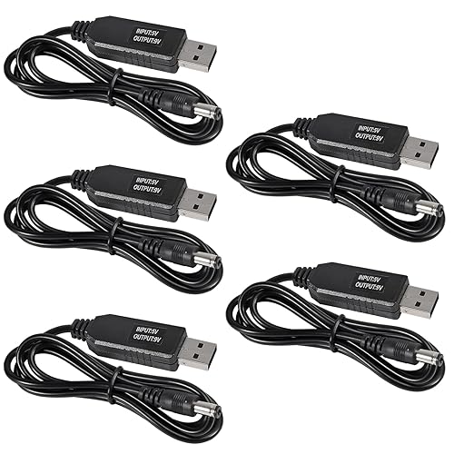 5pcs DC 5V to 9V USB Voltage Step Up Converter Cable with DC Jack 5.5x2.1mm Power Supply Adapter Cable 5V to 9V USB Boost Cable Length 1m/39.37inch