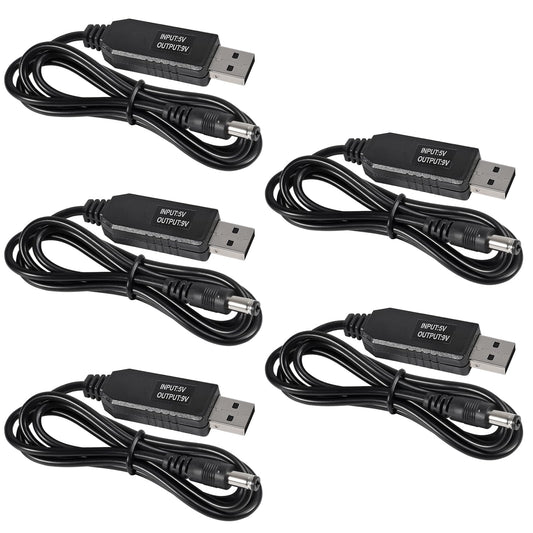 5pcs DC 5V to 9V USB Voltage Step Up Converter Cable with DC Jack 5.5x2.1mm Power Supply Adapter Cable 5V to 9V USB Boost Cable Length 1m/39.37inch