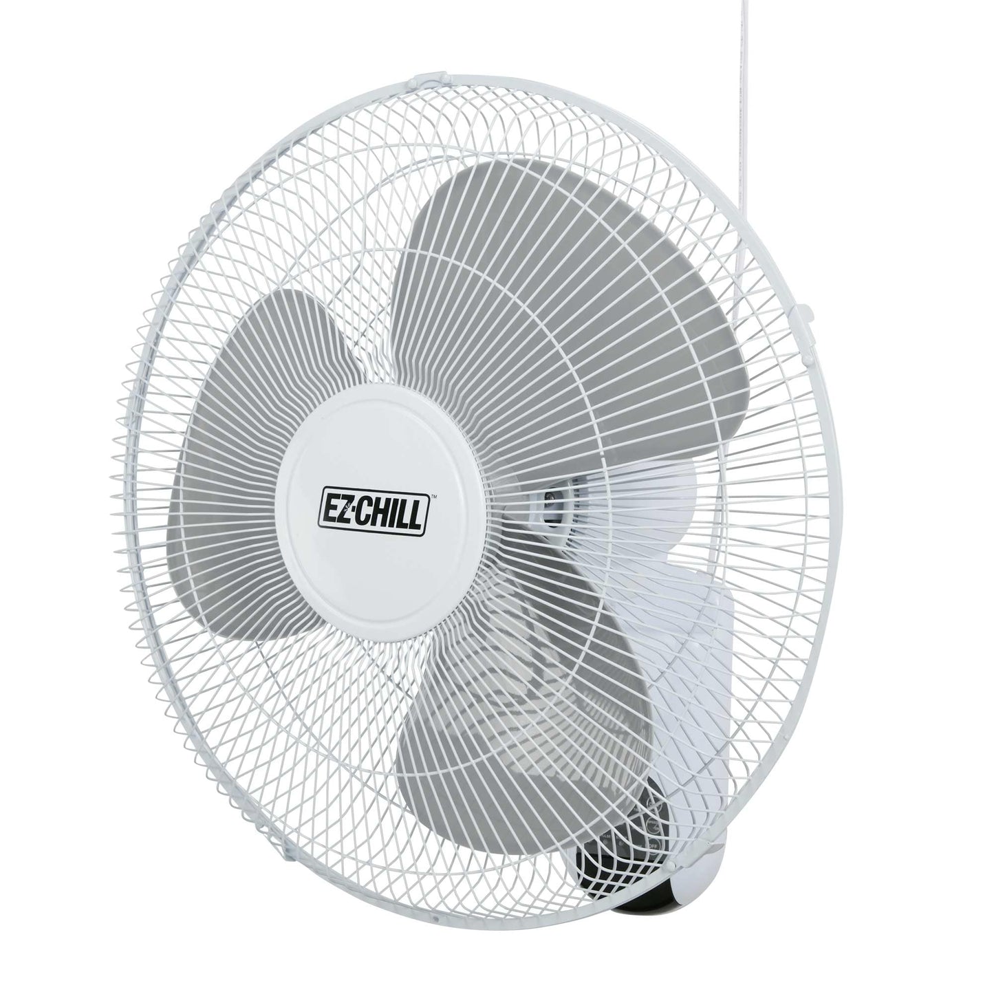 EZ-CHILL 16" Oscillating Wall Mount Fan with Remote Control, Timer, Auto Shut Off, Adjustable Tilt, Quiet, 3 Speed, Ideal for Home, Bedroom, Gym