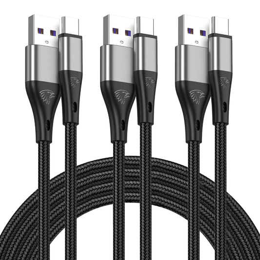 USB to USB C Cable,3Pack 10ft Premium Nylon Braided Fast Charging,3A Rapid Charger Cord,Long Type C to A Cable Compatible with Samsung Galaxy S22 S21