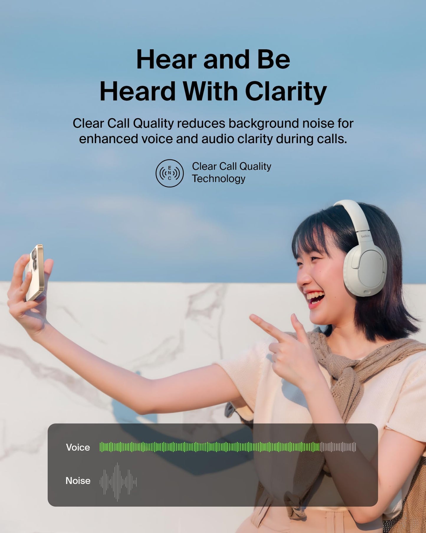 Belkin SoundForm Surround Wireless Headphones, ENC, 60H Battery